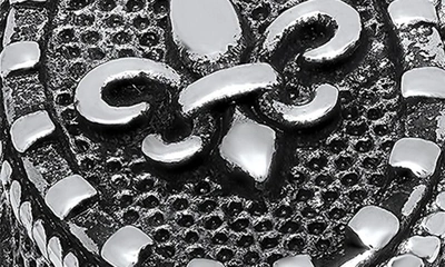 Shop Hmy Jewelry Stainless Steel Oxidized Fleur De Lis Statement Ring In Metallic