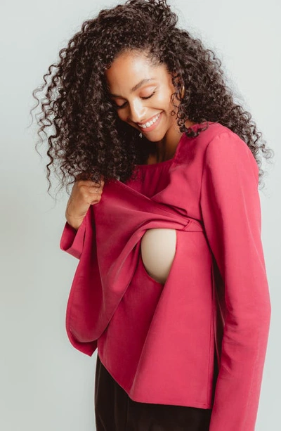 Shop Madri Collection The Panel Nursing Top In Rose