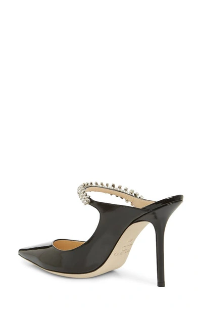 Jimmy Choo Bing 100 Crystal-embellished Patent-leather Mules In Black