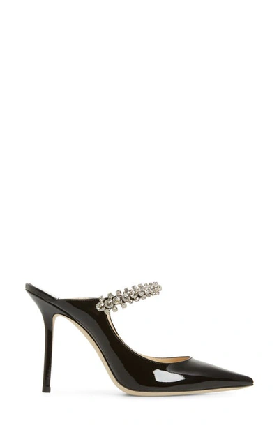 Jimmy Choo Bing 100 Crystal-embellished Patent-leather Mules In Black