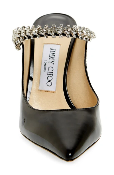 Jimmy Choo Bing 100 Crystal-embellished Patent-leather Mules In Black