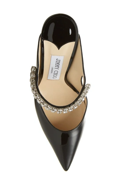 Jimmy Choo Bing 100 Crystal-embellished Patent-leather Mules In Black