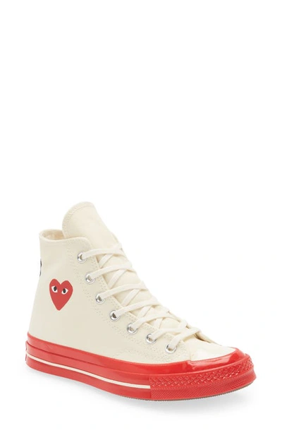 Shop Comme Des Garçons Play X Converse Gender Inclusive Chuck Taylor® Hidden Heart Red Sole High Top Snea In Off White