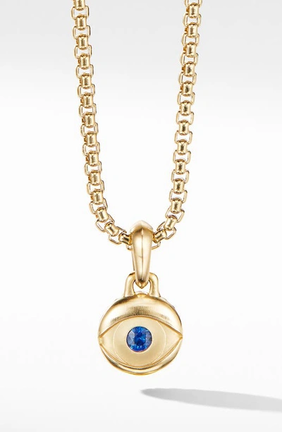 Shop David Yurman Evil Eye Amulet In Gold/ Sapphire
