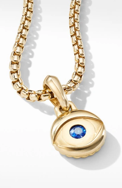 Shop David Yurman Evil Eye Amulet In Gold/ Sapphire