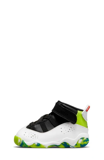 Shop Jordan Kids'  6 Rings High Top Sneaker In Black/ White/ Orange/ Kumquat
