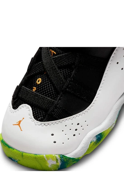 Shop Jordan Kids'  6 Rings High Top Sneaker In Black/ White/ Orange/ Kumquat