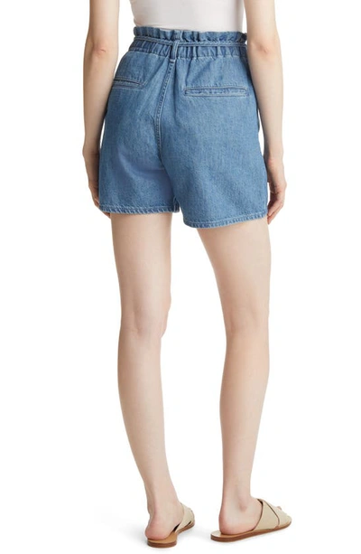 Shop Rag & Bone Paperbag Waist Cotton & Linen Denim Shorts In Darkindil