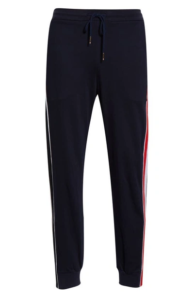 Shop Thom Browne Rib Stripe Sweatpants In Navy