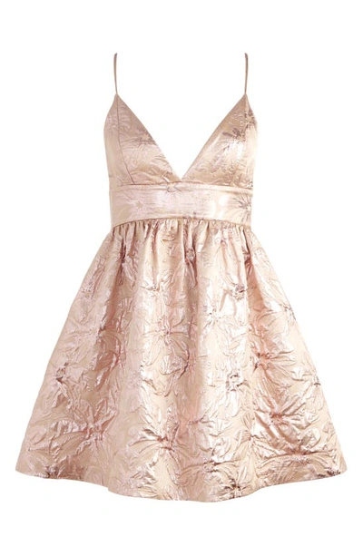 Shop Alice And Olivia Foley Metallic Floral Jacquard Cocktail Dress In Rose Gold
