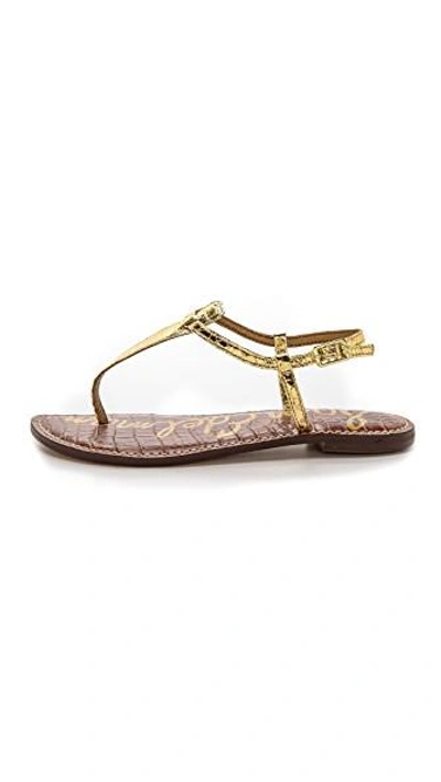 Shop Sam Edelman Gigi T Strap Flat Sandals In Gold