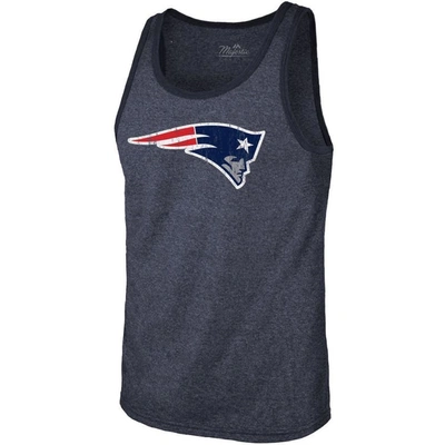 Shop Majestic Threads Mac Jones Heathered Navy New England Patriots Player Name & Number Tri-blend Tank T