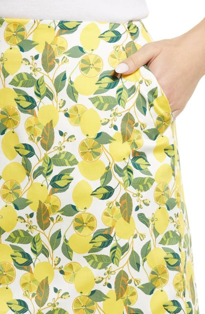 Shop Boden Lemon Print A-line Miniskirt In Ivory Lemon Vine