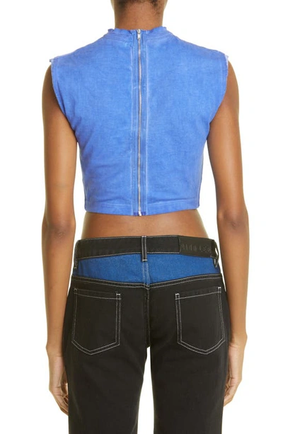Shop Dion Lee Space Dye Cotton Jersey Corset Top In Marine