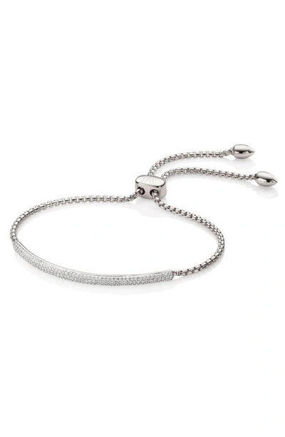 Shop Monica Vinader Stellar Pavé Diamond Mini Bar Bracelet In Silver