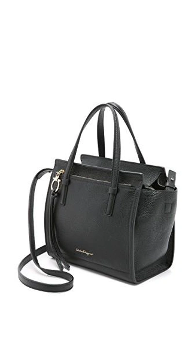 Shop Ferragamo Small Amy Tote In Black