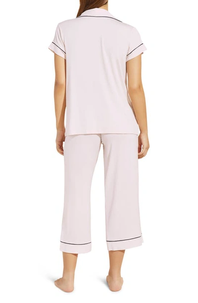 Shop Eberjey Gisele Jersey Knit Crop Pajamas In Sorbet/ Black