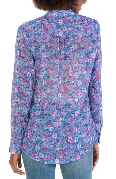 Shop Kut From The Kloth Jasmine Chiffon Button-up Shirt In Potenza Ditsy Sky