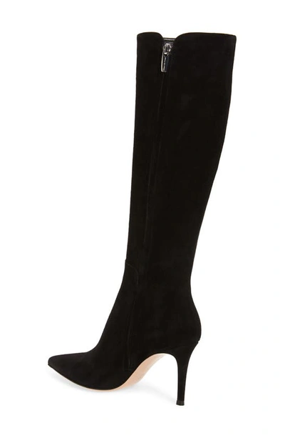 Shop Gianvito Rossi Corinne Pointed Toe Knee High Boot In Black Suede