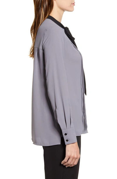 Anne Klein Tie Neck Blouse In Zinc