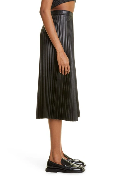 Shop Proenza Schouler White Label Pleated Faux Leather Midi Skirt In Black