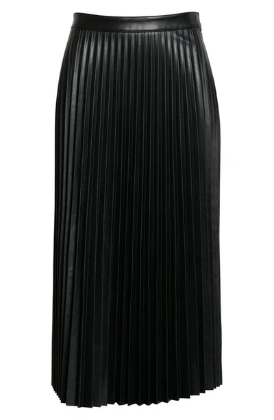Shop Proenza Schouler White Label Pleated Faux Leather Midi Skirt In Black