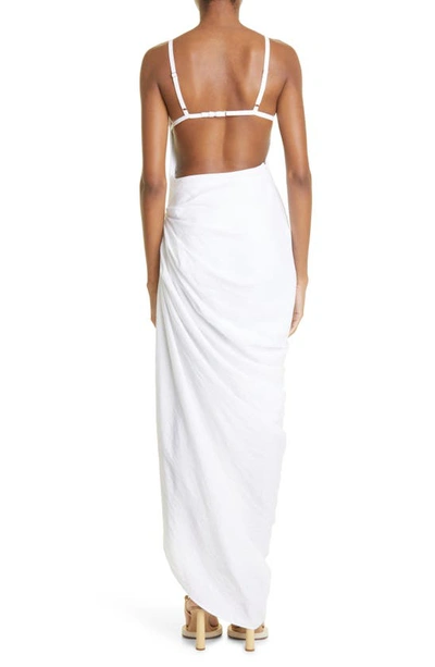 Shop Jacquemus La Robe Saudade Asymmetric Maxi Dress In White