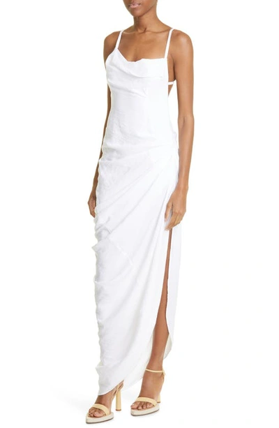 Shop Jacquemus La Robe Saudade Asymmetric Maxi Dress In White