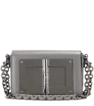 Tom Ford Natalia Small Leather Shoulder Bag In Grey