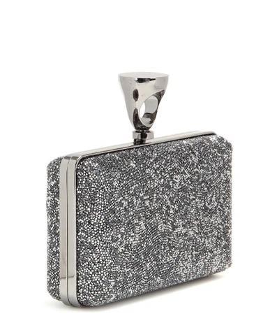 Shop Tom Ford Micro Rock Embellished Box Clutch In Silver