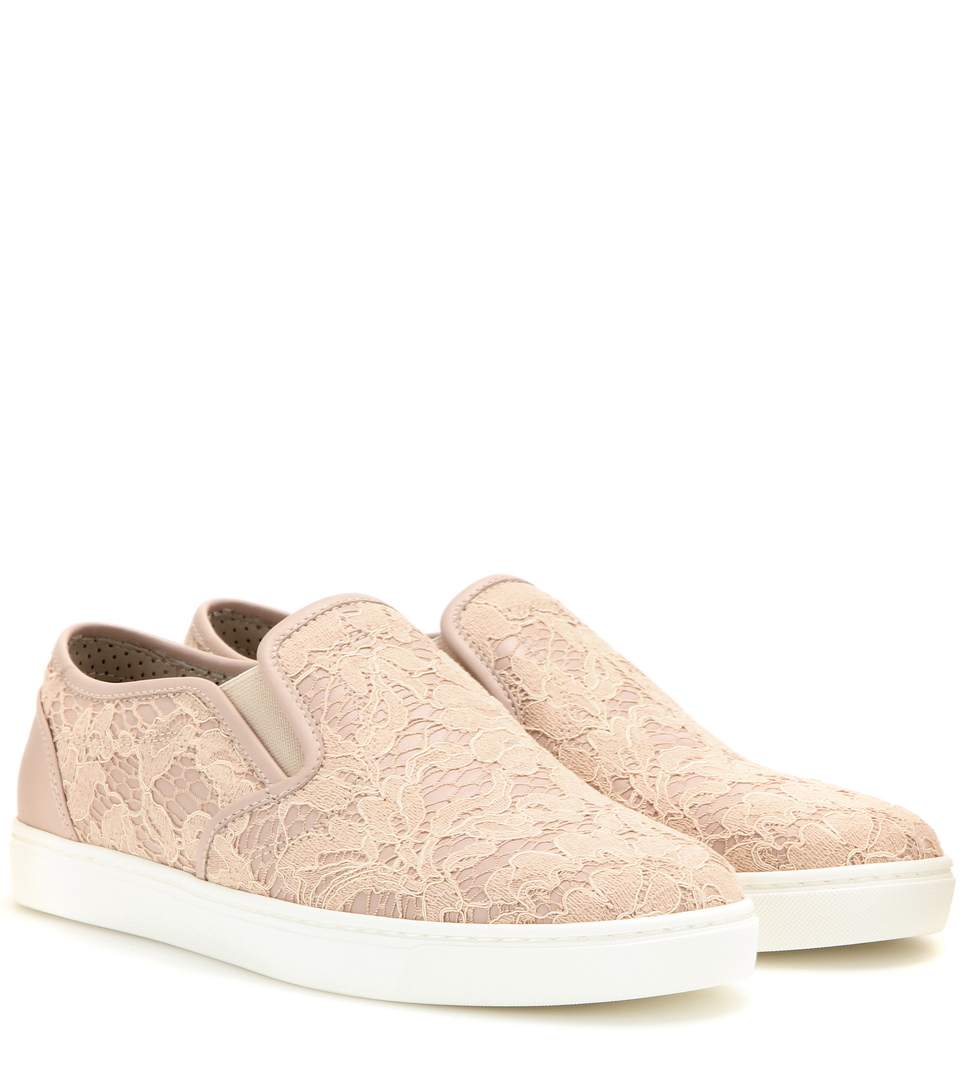 Dolce & Gabbana Lace Slip-on Sneakers In Pink | ModeSens