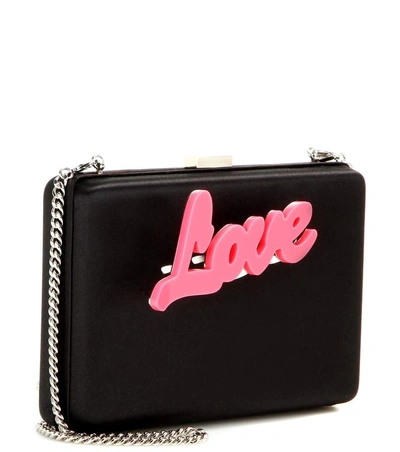 Shop Stella Mccartney Embellished Satin Clutch In Black