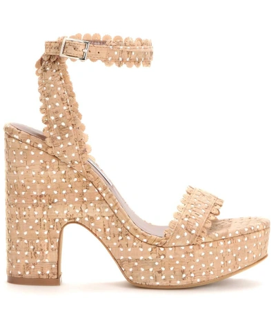 Shop Tabitha Simmons Harlow Perforated Cork Sandals In Beige
