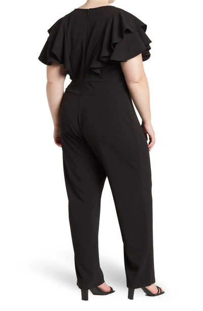 By Design Nova Flutter Sleeve Scuba Crepe Jumpsuit In Black