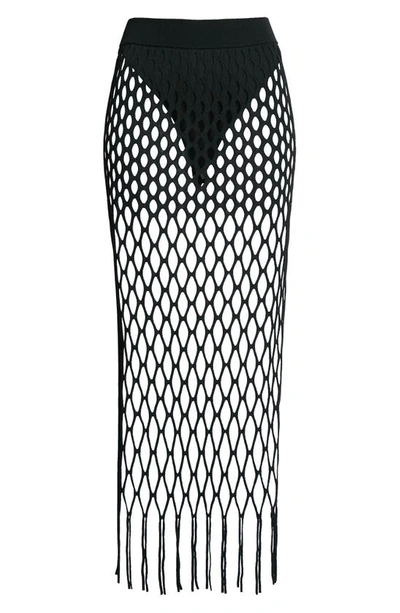 Shop Dion Lee Reef Net Skirt In Black