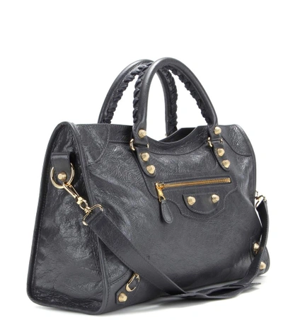 Shop Balenciaga Giant 12 City Leather Tote In Gris Foss.