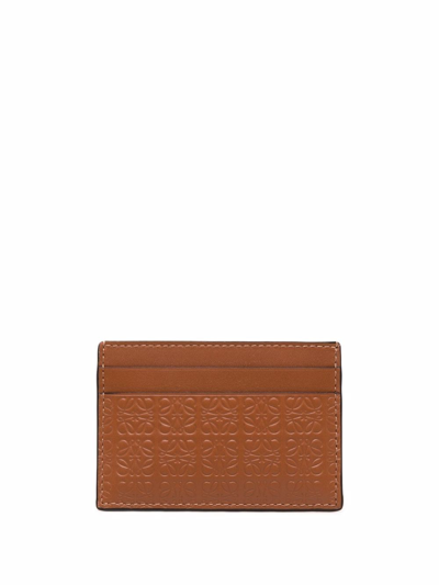 Shop Loewe Repeat Embossed Leather Credit Card Holder In Brown