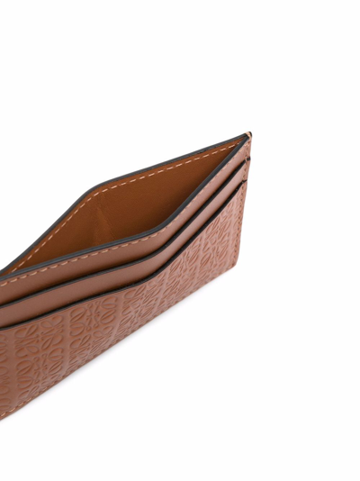 Shop Loewe Repeat Embossed Leather Credit Card Holder In Brown