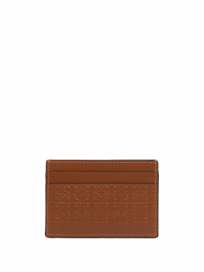 Shop Loewe Repeat Embossed Leather Credit Card Holder In Brown