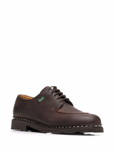 Paraboot Men Brown Leather Derby Shoes, 7.5 Luxury Lace Ups & Dress Shoes For Men Darveys In Brown