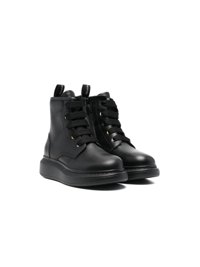 Shop Alexander Mcqueen Leather Lace-up Ankle Boots In Black