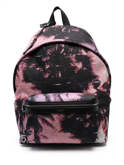 Shop Saint Laurent Hawaiian-print Backpack In Pink