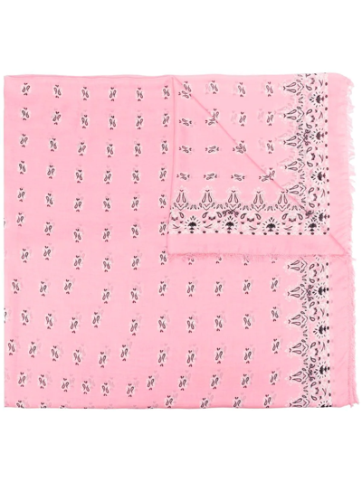 Shop Saint Laurent Paisley-print Grand-rectangle Scarf In Pink
