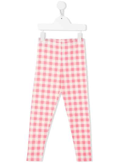 Shop Mini Rodini Gingham-check Leggings In Pink