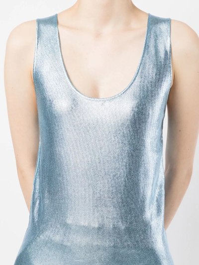 Shop Tom Ford Metallized Sleeveless Top In Blue