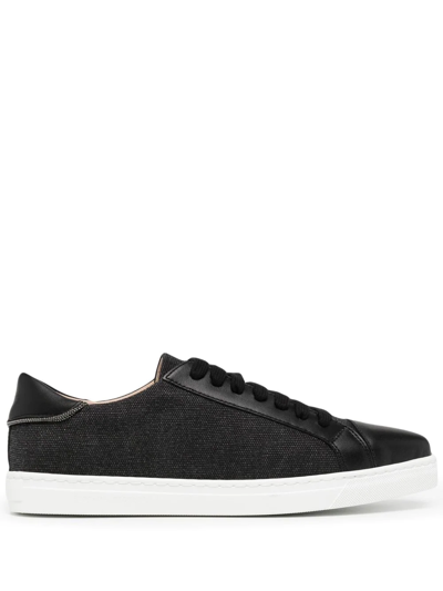 Shop Fabiana Filippi Lace-up Leather Sneakers In Black