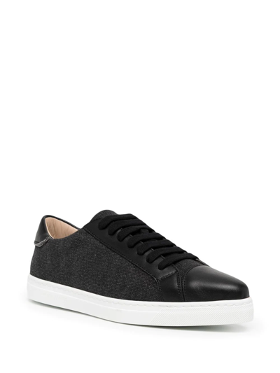 Shop Fabiana Filippi Lace-up Leather Sneakers In Black