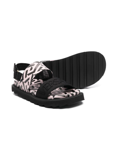 Versace Greca-print Open-toe Sandals In Pink