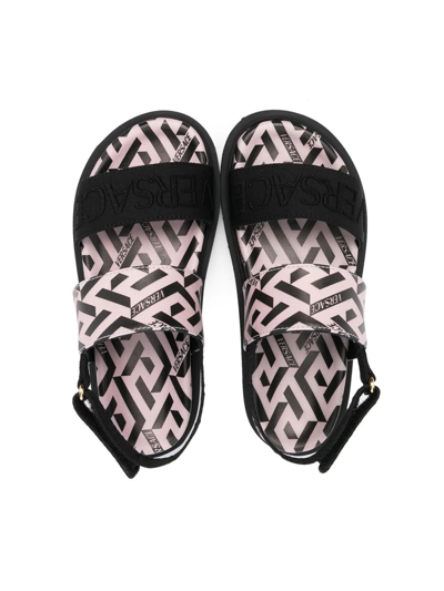 Versace Greca-print Open-toe Sandals In Pink