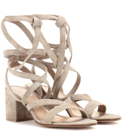 Shop Gianvito Rossi Janis Low Suede Sandals